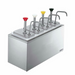 Server Pump Style Condiment Dispenser w/ (4) Jars & Pumps, (1 1/4) oz Stroke, Stainless (83700)-cityfoodequipment.com