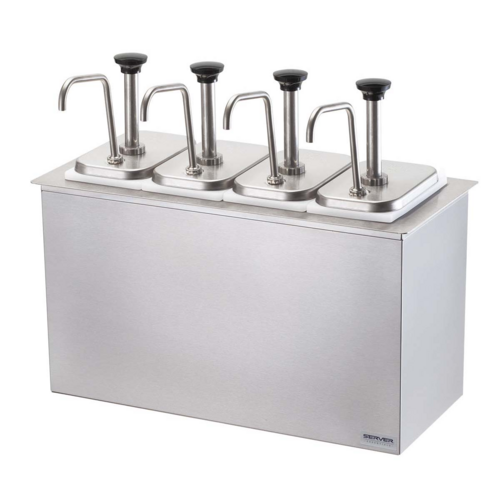 Server Drop-In Condiment Dispenser w/ (4) Jars & Pumps, (1 1/4) oz Stroke, Stainless (83720)-cityfoodequipment.com