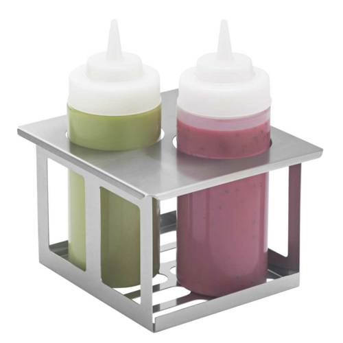 Server Squeeze Bottle Holder, Twin Unit w/ (2) 16 oz Bottles, SS (86829)-cityfoodequipment.com