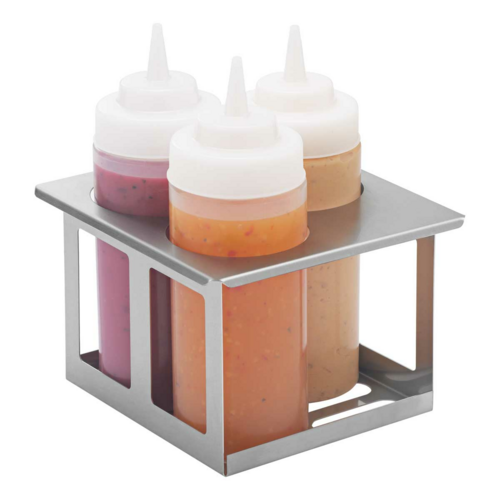 Server Squeeze Bottle Holder, Triple Unit w/ (3) 16 oz Bottles, SS (86831)-cityfoodequipment.com