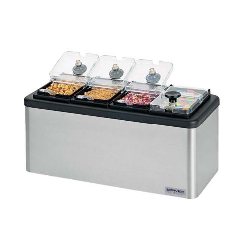Server Mini Dipper Style Condiment Dispenser w/ (4) 1/9 Jars, (4) Compartments, Stainless (87480)-cityfoodequipment.com