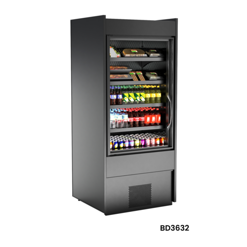 Structural Concepts BD3632 36 1/4" Oasis® One Section Glass Door Merchandiser - (1) Left Hinge Door, Black, 110-120v-cityfoodequipment.com