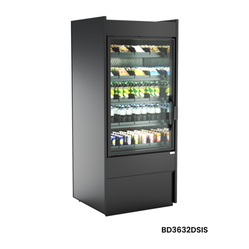 Structural Concepts BD3632DSIS 36 3/8" Elevate® One Section Glass Door Merchandiser - (1) Left Hinge Door, Black, 110-120v-cityfoodequipment.com