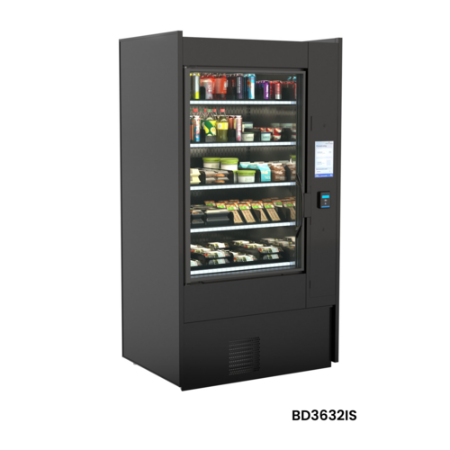 Structural Concepts BD3632IS 45 3/8" Elevate® One Section Glass Door Merchandiser - (1) Left Hinge Door, Black, 110-120v-cityfoodequipment.com