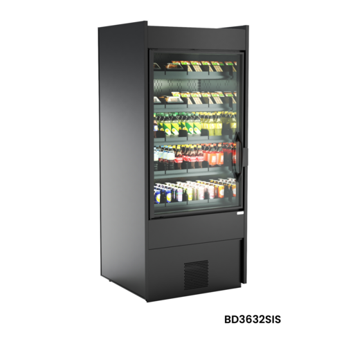 Structural Concepts BD3632SIS 36 3/8" Elevate® One Section Glass Door Merchandiser - (1) Left Hinge Door, Black, 110-120v-cityfoodequipment.com