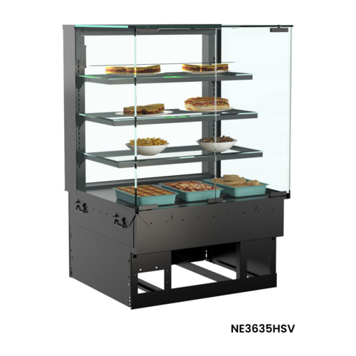 Structural Concepts NE3635HSV 35 3/4" Full Service Countertop Heated Display Case - (4) Levels, 208-240v/1ph-cityfoodequipment.com