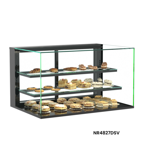 Structural Concepts NR3627DSV 36" Countertop Non-Refrigerated Display Case w/ Rear Sliding Doors, Black, 110/120v/1ph-cityfoodequipment.com