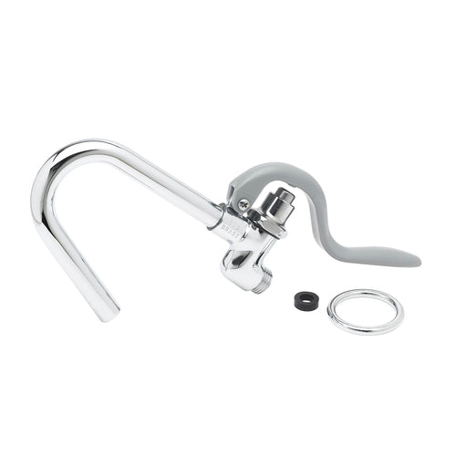 T&S 002851-40 10 1/2" Hook Nozzle & Spray Valve - Brass, Chrome Plated-cityfoodequipment.com
