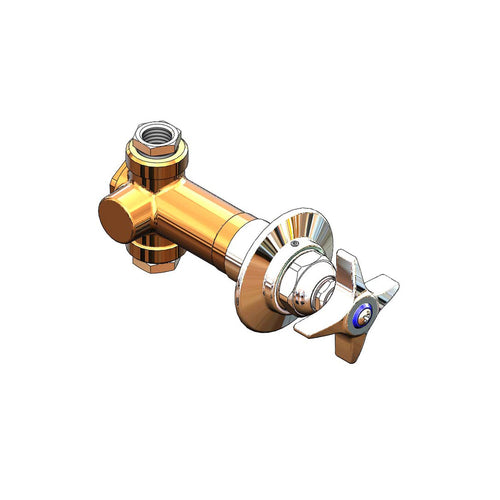 T&S 0RK2 Shut-Off Control Valve, Adjustable Wall Flanges & 4 Arm Handle-cityfoodequipment.com
