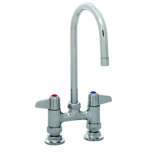 T&S 5F-4DLX05 Deck Mount Faucet - 5 1/2" Swivel Gooseneck Spout, 4" Centers-cityfoodequipment.com