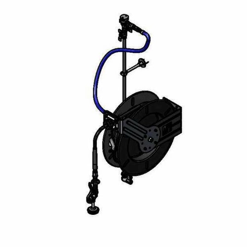 T&S 5HR-242-01XE2 Single Temperature Open Hose Reel Assembly w/ 50 ft Hose & Mixing Faucet, 1/2" Female Inlet-cityfoodequipment.com