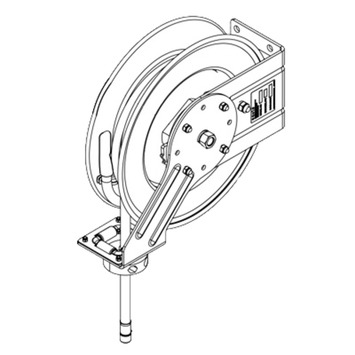 T&S 5HR-342-01-GH Hose Reel, 50 ft x 1/2 in, 5SV-H Spray Valve, 3 ft Connector Hose-cityfoodequipment.com
