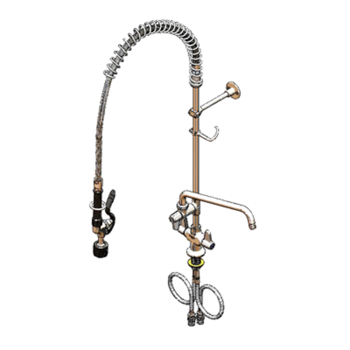 T&S 5PR-2S12-C 38 9/16"H Deck Mount Pre Rinse Faucet - 1 1/5 GPM, Base with Nozzle-cityfoodequipment.com
