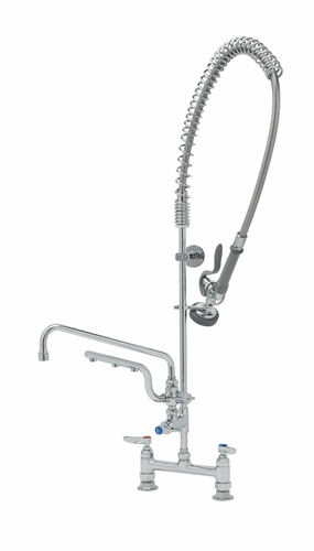 T&S B-0123-U12-B 46" Deck Mount Pre Rinse Faucet - 1.5 GPM, Base with Nozzle-cityfoodequipment.com