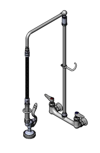 T&S B-0131 29 7/8"H Wall Mount Pre Rinse Faucet - 1 3/20 GPM, Base with Nozzle-cityfoodequipment.com