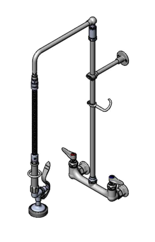 T&S B-0131-B 29 7/8"H Wall Mount Pre Rinse Faucet - 1 3/20 GPM, Base with Nozzle-cityfoodequipment.com