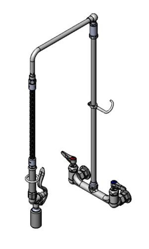 T&S B-0131-C 30"H Wall Mount Pre Rinse Faucet - 13/20 GPM, Base with Nozzle-cityfoodequipment.com