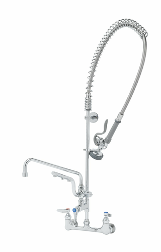 T&S B-0133-U12-B 37 9/16" Wall Mount Pre Rinse Faucet - 1.5 GPM, Base With Nozzle-cityfoodequipment.com