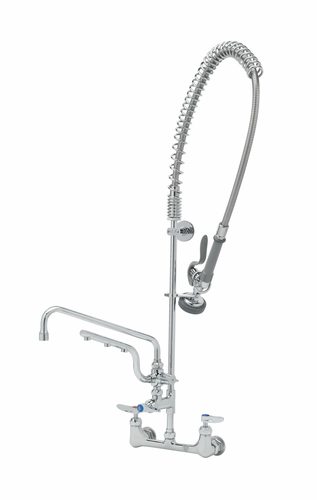 T&S B-0133-U12-CR-B 37 9/16" Wall Mount Pre Rinse Faucet - 1.5 GPM, Base With Nozzle-cityfoodequipment.com