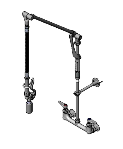 T&S B-0137 40"H Wall Mount Pre Rinse Faucet - 13/20 GPM, Base with Nozzle-cityfoodequipment.com