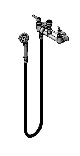 T&S B-0168 4"H Wall Mount Pre Rinse Faucet - 1.15 GPM, Base with Nozzle-cityfoodequipment.com