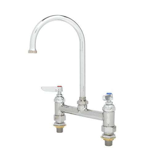 T&S B-0321-CC Deck Mount Faucet - 5 3/4" Swivel Gooseneck Spout, 8" Centers-cityfoodequipment.com