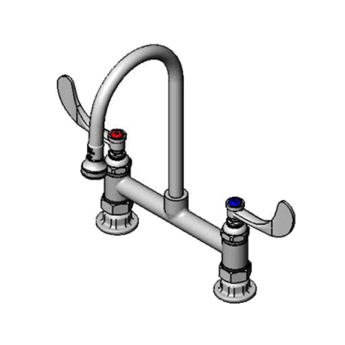 T&S B-0322-04 Mixing Faucet, Rigid Gooseneck w/ Rosespray Outlet, 4"Handles-cityfoodequipment.com