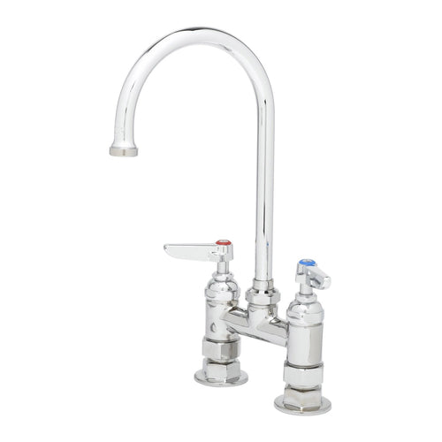 T&S B0325 Deck Mount Faucet - 6" Swivel Gooseneck Spout, 4" Centers-cityfoodequipment.com