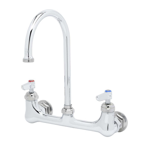 T&S B-0331 Splash Mount Faucet - 6" Swivel Gooseneck Spout, 8" Centers-cityfoodequipment.com
