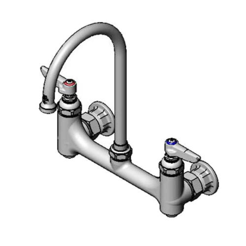T&S B-0331-BST Splash Mount Faucet - 5 3/4" Swivel Gooseneck Spout, 8" Centers-cityfoodequipment.com
