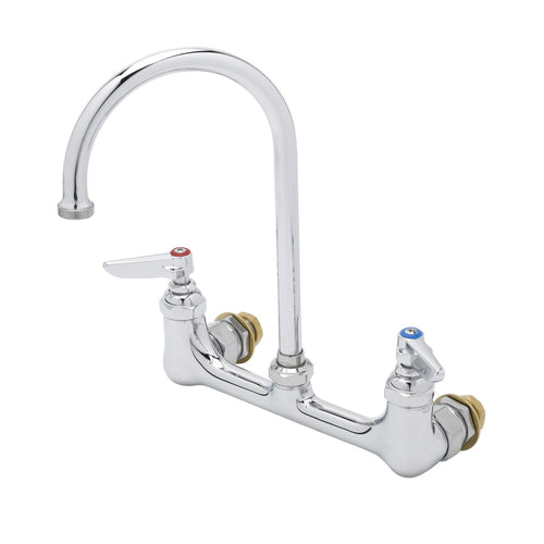 T&S B-0331-CC Splash Mount Faucet - 5 3/4" Swivel Gooseneck Spout, 8" Centers-cityfoodequipment.com