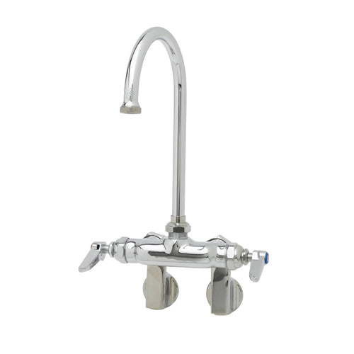 T&S B-0341 Splash Mount Faucet - 5 11/16" Swivel Gooseneck Spout, Adjustable Centers-cityfoodequipment.com