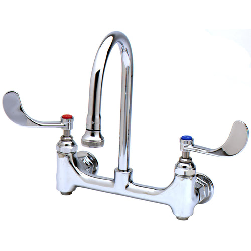 T&S B035204 Surgical Sink Faucet, Built-In Stops, 5 1/2" Spread Rigid Gooseneck-cityfoodequipment.com
