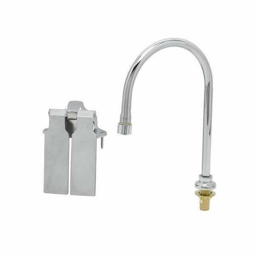 T&S B-0509-D127XV12 Double Knee Pedal Valve w/ 11 7/8" Dummy Gooseneck Nozzle - Ledge Mount-cityfoodequipment.com