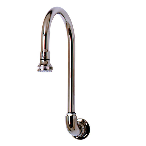 T&S B-0536 Rigid Gooseneck Spout, Wall Mount, Rose Spray, 5 1/2" Spread-cityfoodequipment.com