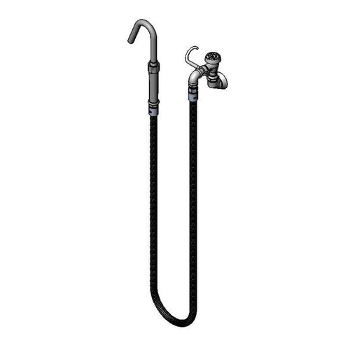 T&S B-0601 Splash Mount Pot Filler Faucet W/ 60" Hose & Hook Nozzle-cityfoodequipment.com
