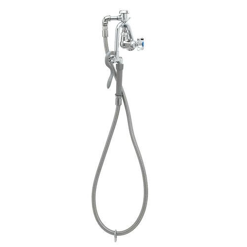 T&S B-0605 Splash Mount Pot Filler Faucet w/ 68" Hose & Hook Nozzle-cityfoodequipment.com