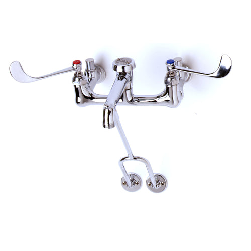 T&S B-0657 Service Sink Faucet, Pail Hook, Wrist Action Handles, Polished Chrome-cityfoodequipment.com