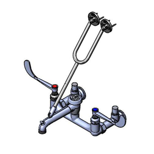 T&S B-0657-01 Service Sink Faucet w/ Top Yolk Style Brace & Pail Hook, Polished-cityfoodequipment.com