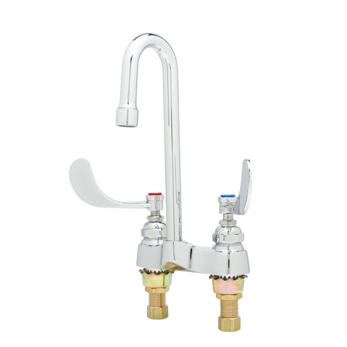 T&S B-0892 Medical Lavatory Faucet, Gooseneck, 4"Wrist Action Handles-cityfoodequipment.com