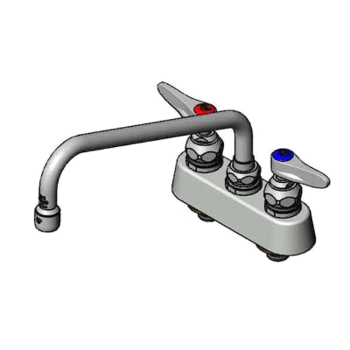 T&S B-1102 Deck Mount Faucet - 10" Swing Spout, 3 1/2" Centers-cityfoodequipment.com
