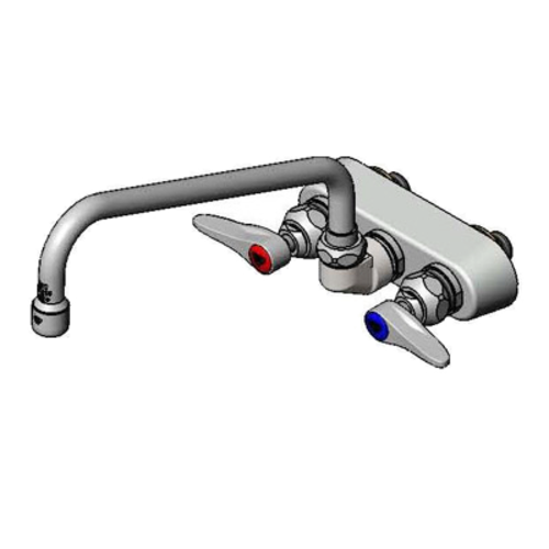 T&S B-1107 Splash Mount Faucet - 10" Swing Spout, 3 1/2" Centers-cityfoodequipment.com