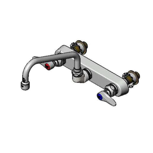 T&S B-1126-XS Splash Mount Faucet - 8" Swing Spout, 8" Centers, For Thicker Surfaces-cityfoodequipment.com