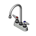 T&S B-1140 Deck Mount Faucet - 5 3/4" Swivel Gooseneck Spout, 3 1/2" Centers-cityfoodequipment.com