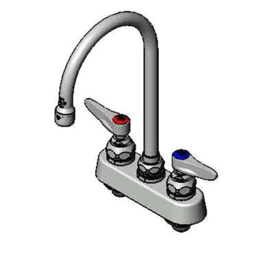 T&S B-1141 Deck Mount Faucet - 5 3/4" Swivel Gooseneck Spout, 4" Centers-cityfoodequipment.com