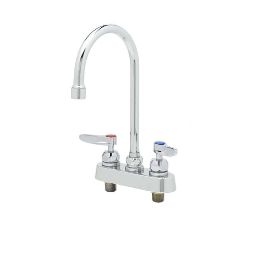 T&S B-1141-CR Deck Mount Faucet - 5 3/4" Swivel Gooseneck Spout, 4" Centers-cityfoodequipment.com