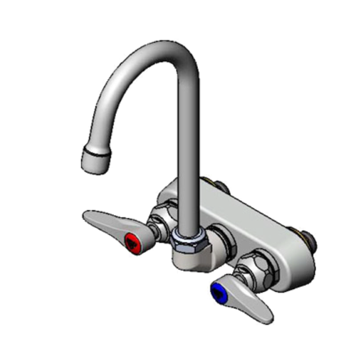 T&S B-1146-02A Wall Mount Workboard Faucet w/ 4 3/8" Swivel Gooseneck & Lever Handles-cityfoodequipment.com