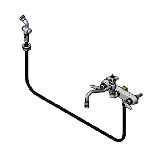 T&S B-1157 Splash Mount Faucet w/ 8" Swing Nozzle & Hose Spray-cityfoodequipment.com