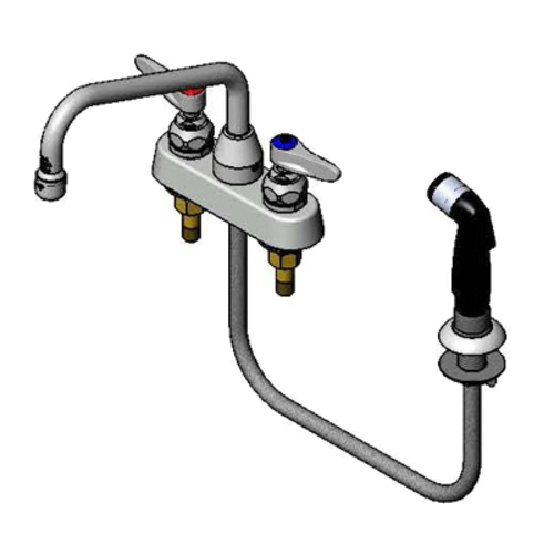 T&S B-1171 Lavatory Faucet w/ Hose & Spray, On 4" Centers-cityfoodequipment.com