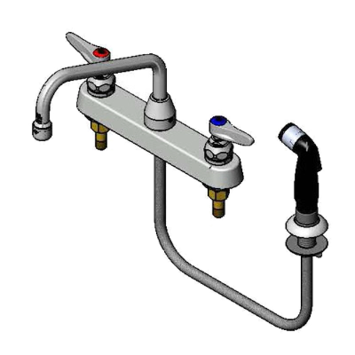 T&S B-1172 Lavatory Faucet w/ Hose & Spray, On 8" Centers-cityfoodequipment.com